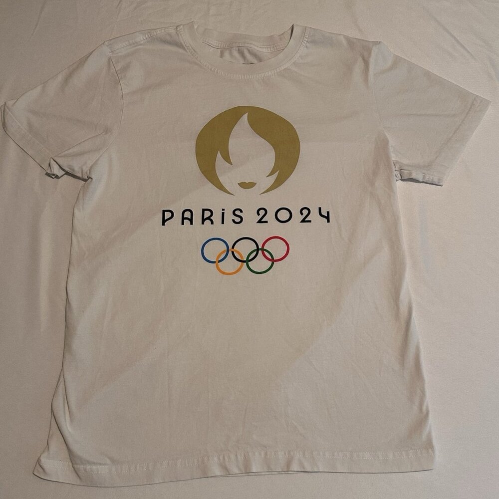 Officially Licensed 2024 Paris Olympics White Flame T Shirt SZ(M)